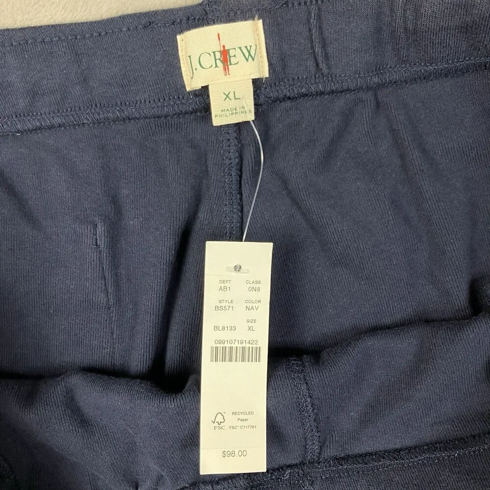 J.Crew Heritage Brushed Rib Knit Jogger Pants Mens XL Navy Cotton Drawstring